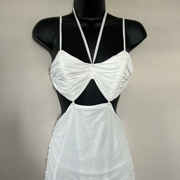 Princess Polly Alice White Ruched Cutout Ruched Midi Dress - Picture 5 of 13